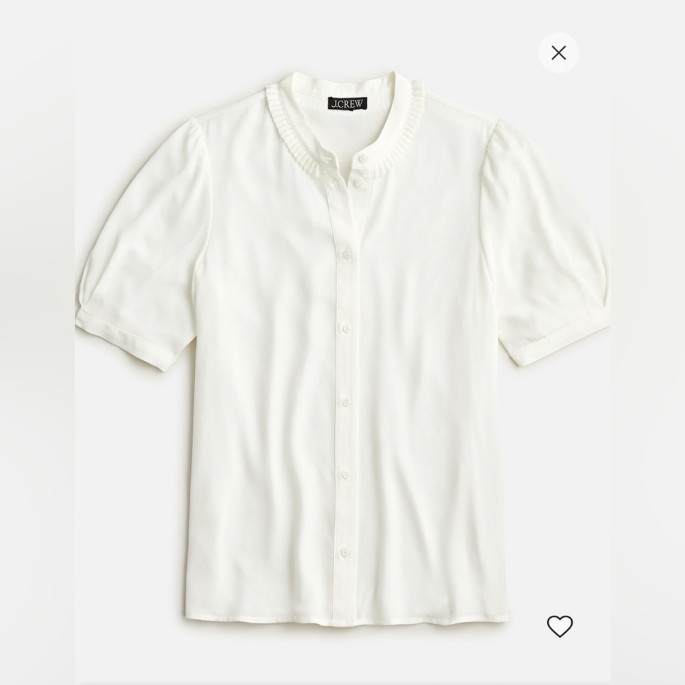 J. Crew Women's Cream Blouse with Pleated Collar